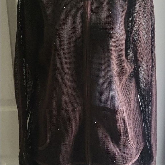 Pacific Cove women's swim coverup brown mesh sequins size M - Picture 9 of 11